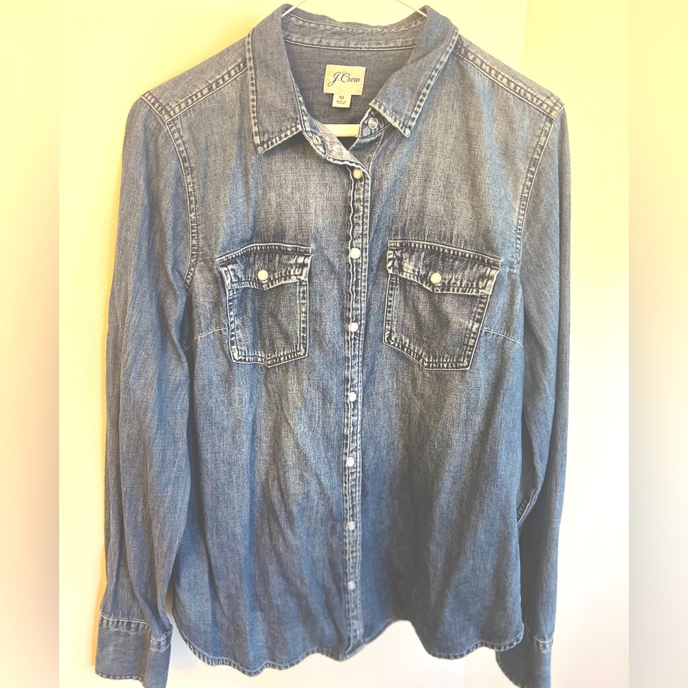 J crew denim shirt slim fit size 10